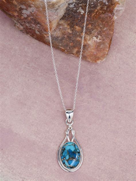 Blue Copper Turquoise Gemstone Solid Sterling Silver Etsy