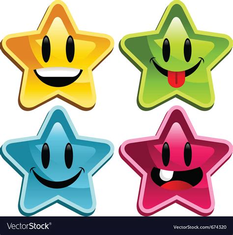 Happy Smiley Stars Royalty Free Vector Image Vectorstock