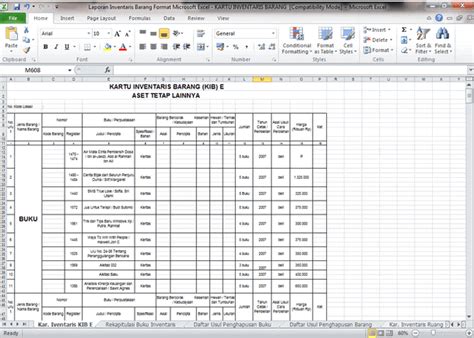 Contoh Laporan Inventaris Barang Format Microsoft Excel Kartu