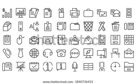 Office Icon Pack Icons Minimalist Concept Stock Vector Royalty Free