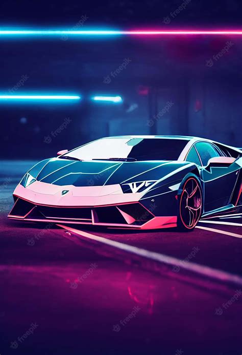 Download A Lamborghini Gt4 In Neon Lights Wallpaper