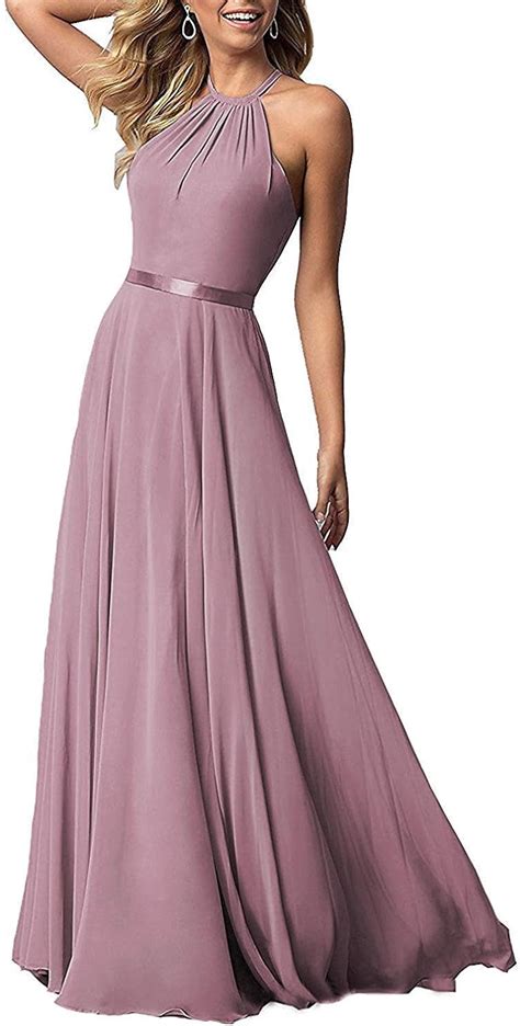 Mauve Bridesmaid Dresses Cinderella Long Chiffon Cold Shoulder