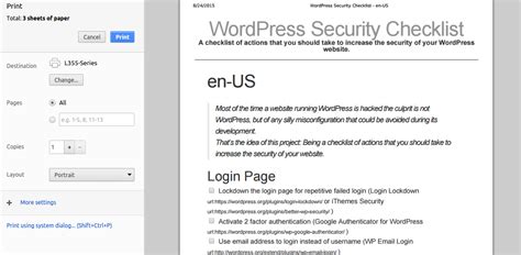 Wordpress Security Checklist Printable Version