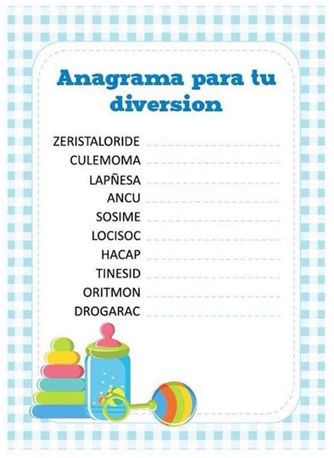 No logra cantar ninguna parte de las canciones de cuna que le repites. juego de anagrama | Anagrama y Juegos