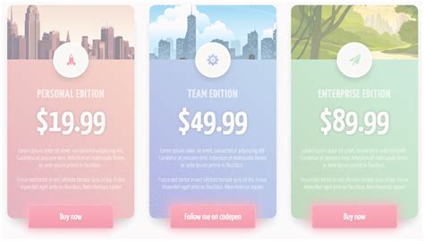 Collection of free html and css card code examples. 20 HTML & CSS pricing tables - W3TWEAKS.COM