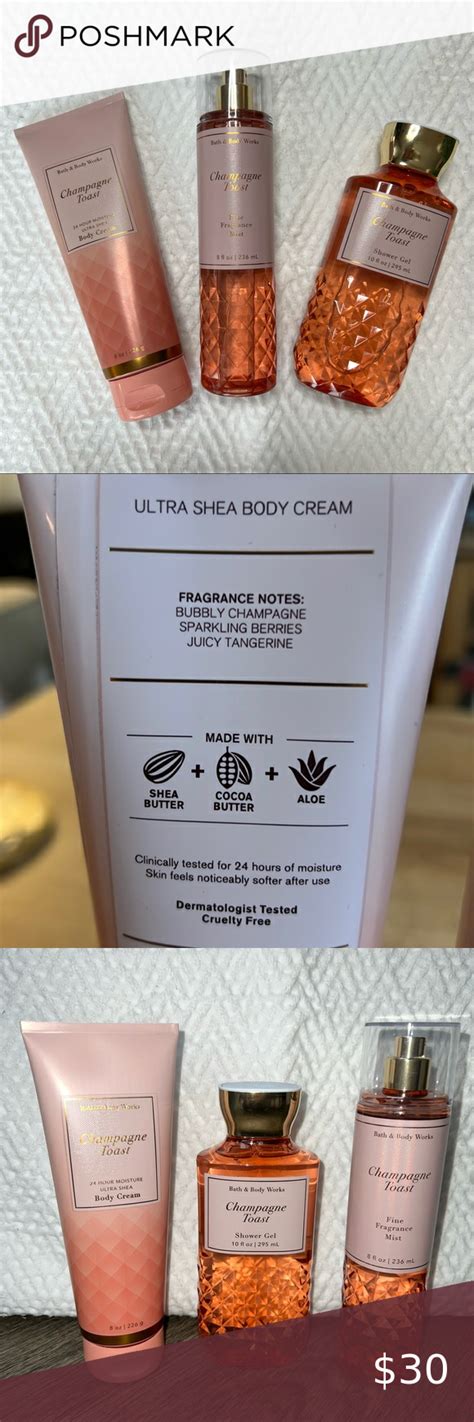 Bath Body Works Champagne Toast Set Shower Gel Body Cream Mist