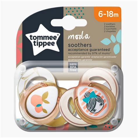 Buy Tommee Tippee Moda 2 Piece Printed Soothers 6 To 18 Months Online