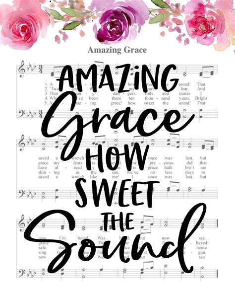Amazing Grace Lyrics Printable Pdf Calendar Printable