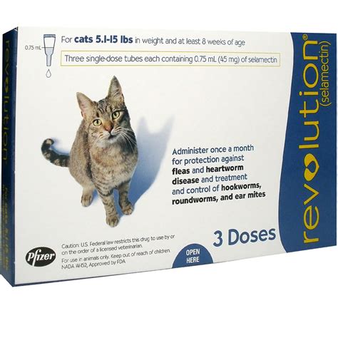 1 matching drug in 1 page. Revolution for Cats - 5.1-15 lbs (3 Doses) | On Sale | EntirelyPets Rx
