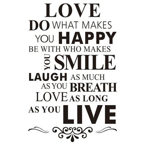 Removable Black White Words Love Smile English Words Wall Sticker