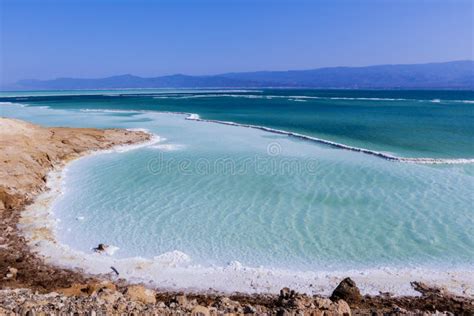 View To The Salty Surface Of The Lake Assal Djibouti Stock Image Image Of Crater Harvesting