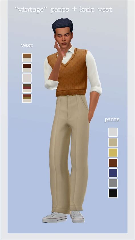 Vintage Pants Vest Sims 4 Male Clothes Sims 4 Men Clothing Sims 4
