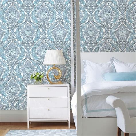 A Street 564 Sq Ft Fontaine Navy Damask Wallpaper 2702 22743 The