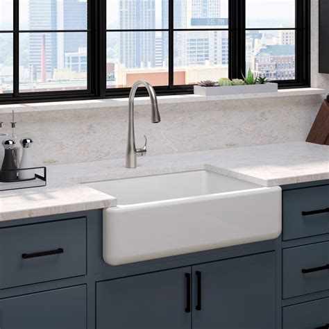 Enjoy all the advantages of an undermount kitchen sink: KOHLER White Haven Undermount Cast Iron 32.6875 in. Single ...