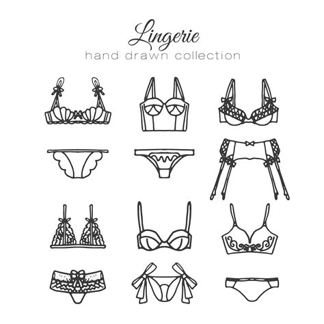 Vector Lingerie Set Underwear Design Outline Hand Drawn Illustration My Xxx Hot Girl