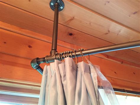 Used Black Iron Piping To Create A Shower Curtain Rod That Surrounds
