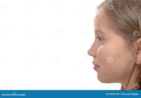Cute Little Girl Side View Isolated On White Stock Image Image Of