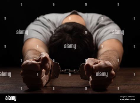 Prisoner Male Hands Criminal With Handcuffs Stock Photo Alamy