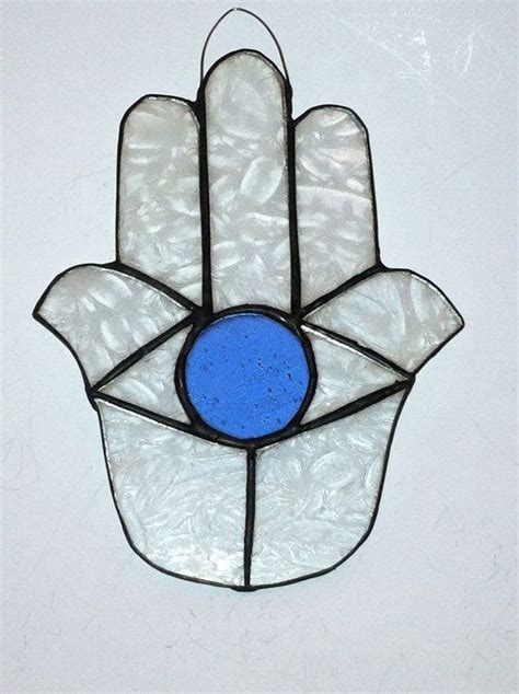 Stained Glass Hamsa Hand Handcrafted Etsy Hamsa Hamsa Hand Stained Glass