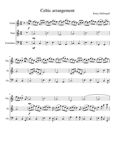 Celticarrangement Sheet Music For Flute Contrabass Violin Mixed