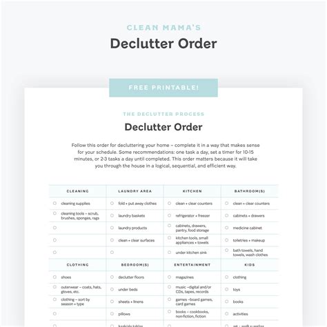 Free Printable Declutter Order Clean Mama