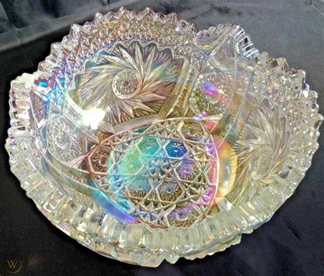 Carnival Glass Bowl Iridescent Rainbow Of Color Large Serving L E Smith Co 1920069693
