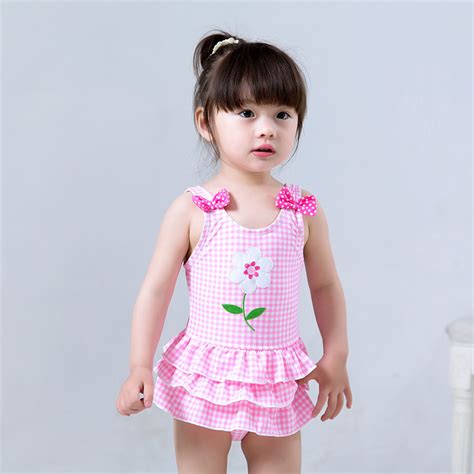 Wholesale Kids Girls Swimwear One Piece Pink Floral Children Swimwear