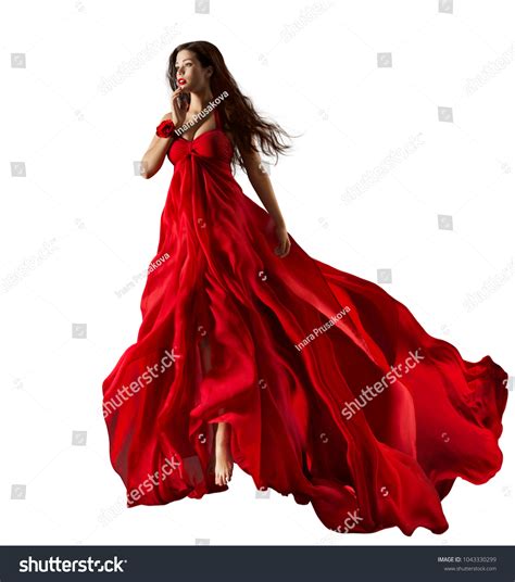 Fashion Model Red Dress Beautiful Woman Stock Photo 1043330299