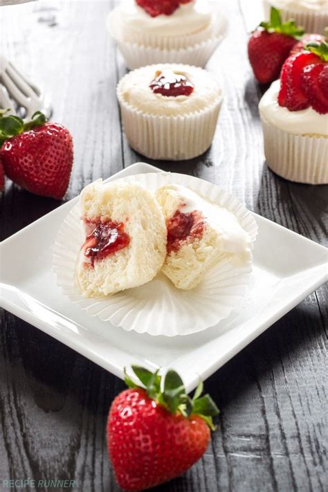 Add in vanilla and buttermilk. Strawberry Filled Angel Food Cupcakes | Angel food ...