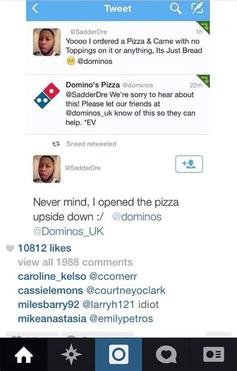 Hilarious Tweets Show Moment Teenager Was Left Red Faced After Complaining About His Domino’s