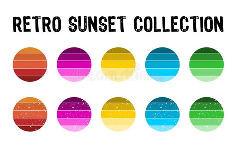 Retro Sunset Collection In 80s 90s Style Regular And Distressed
