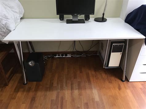 Alex drawers, tabletop and legs. Ikea Galant Desk 160x80cm (White Colour) with CPU holder ...