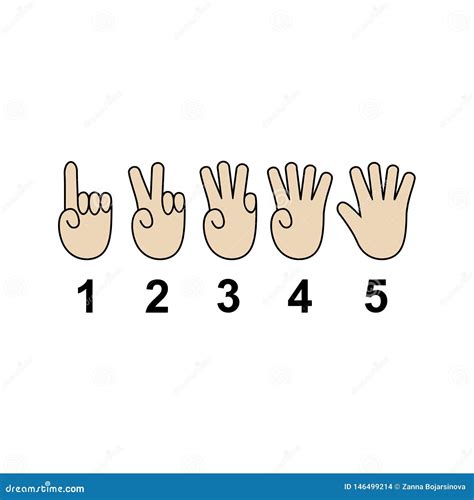 Counting Hands 1 To 5 Hand Gesture Symbols Counting By Bending