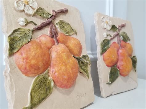 Pears Ceramic Tile High Level Of Details Wall Decor Etsy