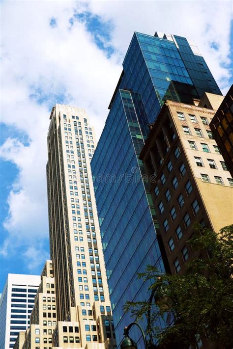 Manhattan Buildings Of New York City Center Wall Street Stock Photo