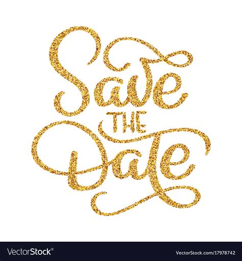Wedding Save The Date Calligraphy Lettering Golden