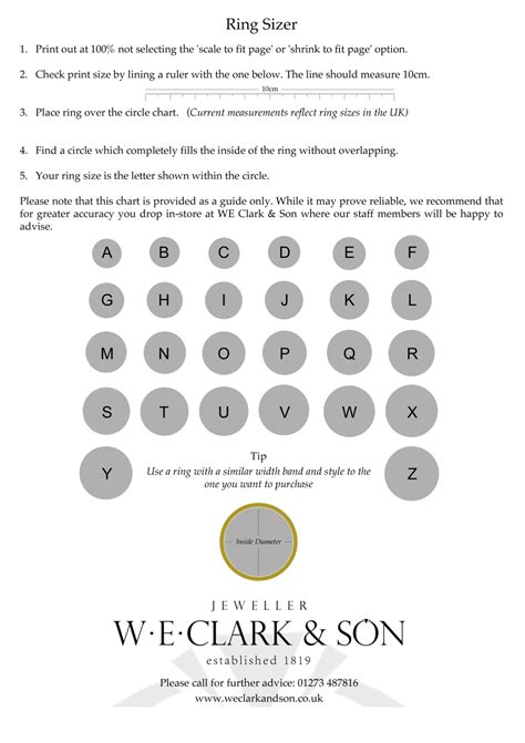 It has divisions of halves and quarters. Ring Sizing | W.E. Clark & Son