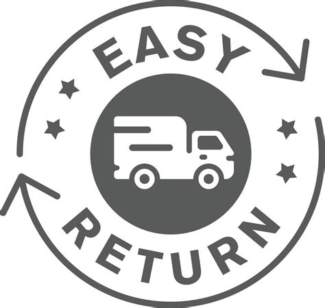 Easy Return Icon Badge With Delivery Truck Isolated On White Background