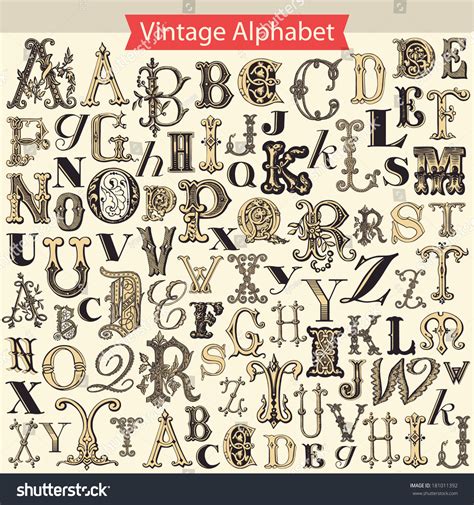 Vintage Alphabet Stock Vector Royalty Free 181011392 Shutterstock