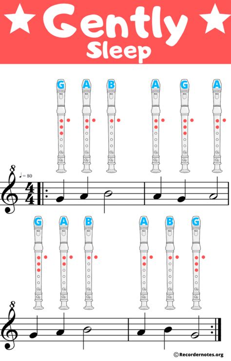 Gently Sleep on Recorder Recorder Notes