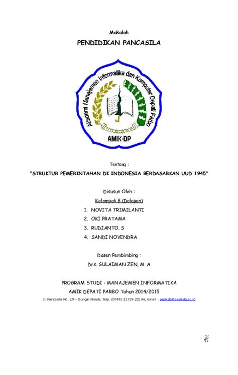 (DOC) contoh cover/halaman depan makalah yg benar-benar. | rudi romo