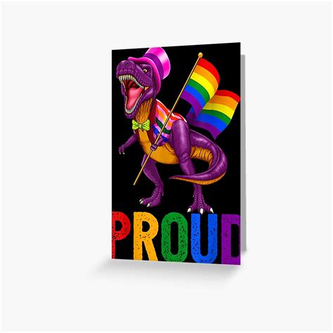 Dinosaur T Rex Lgbt Gay Pride Gift Flag Lesbian Greeting Card By My XXX Hot Girl