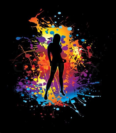 Sexy Female Silhouette On A Ink Splat Background Stock Vector Colourbox