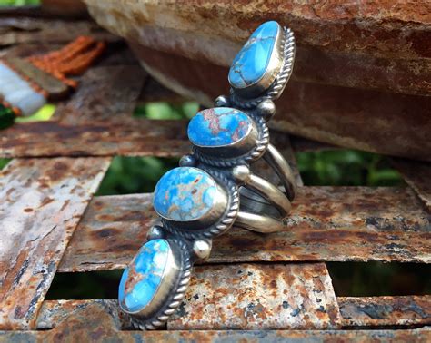 Huge Navajo Elaine Sam Golden Hills Turquoise Ring For Women Native