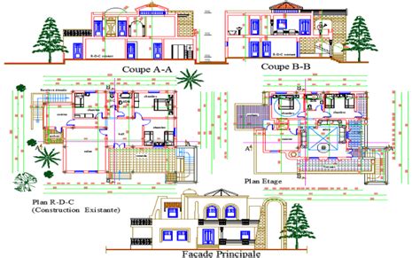Villa Layout Plan And Elevation Design