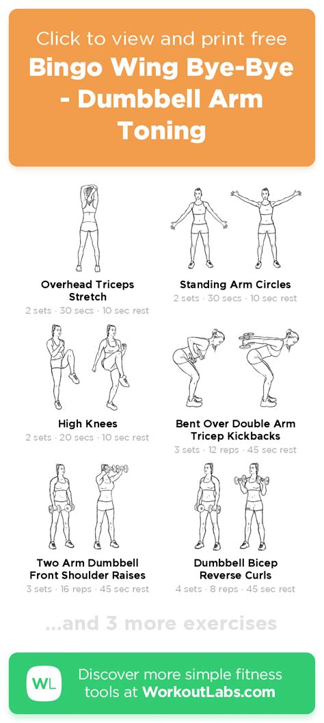Free Workout Bingo Wing Bye Bye Dumbbell Arm Toning Min Abs Arms Chest Shoulders