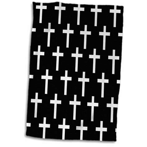 3drose Black Christian Cross Pattern With White Religious Crucifix