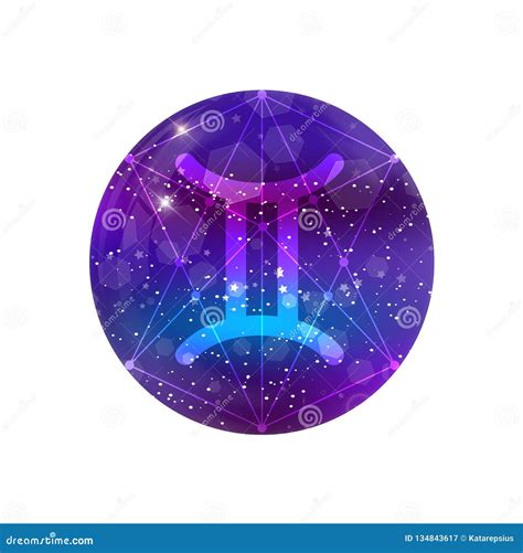 Astrological Symbol Of Gemini Abstract Vector Shiny Western Zodiac