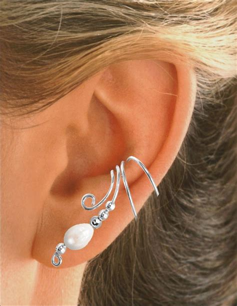 Ear Charms® Genuine Freshwater Pearl Long Wave™ Ear Cuff Etsy Ear