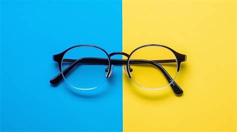 Premium Photo A Pair Of Glasses On A Yellow And Blue Background